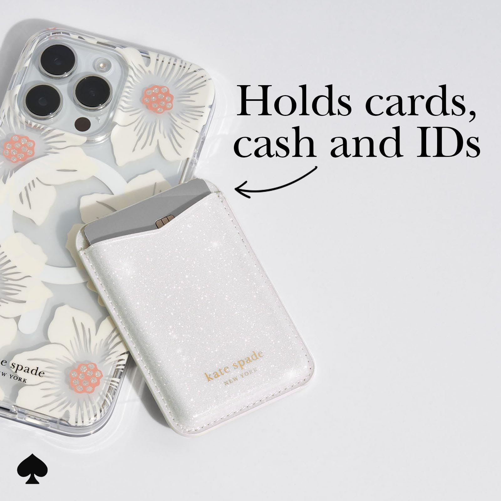Kate Spade White Glitter Magnetic Wallet/Card Holder