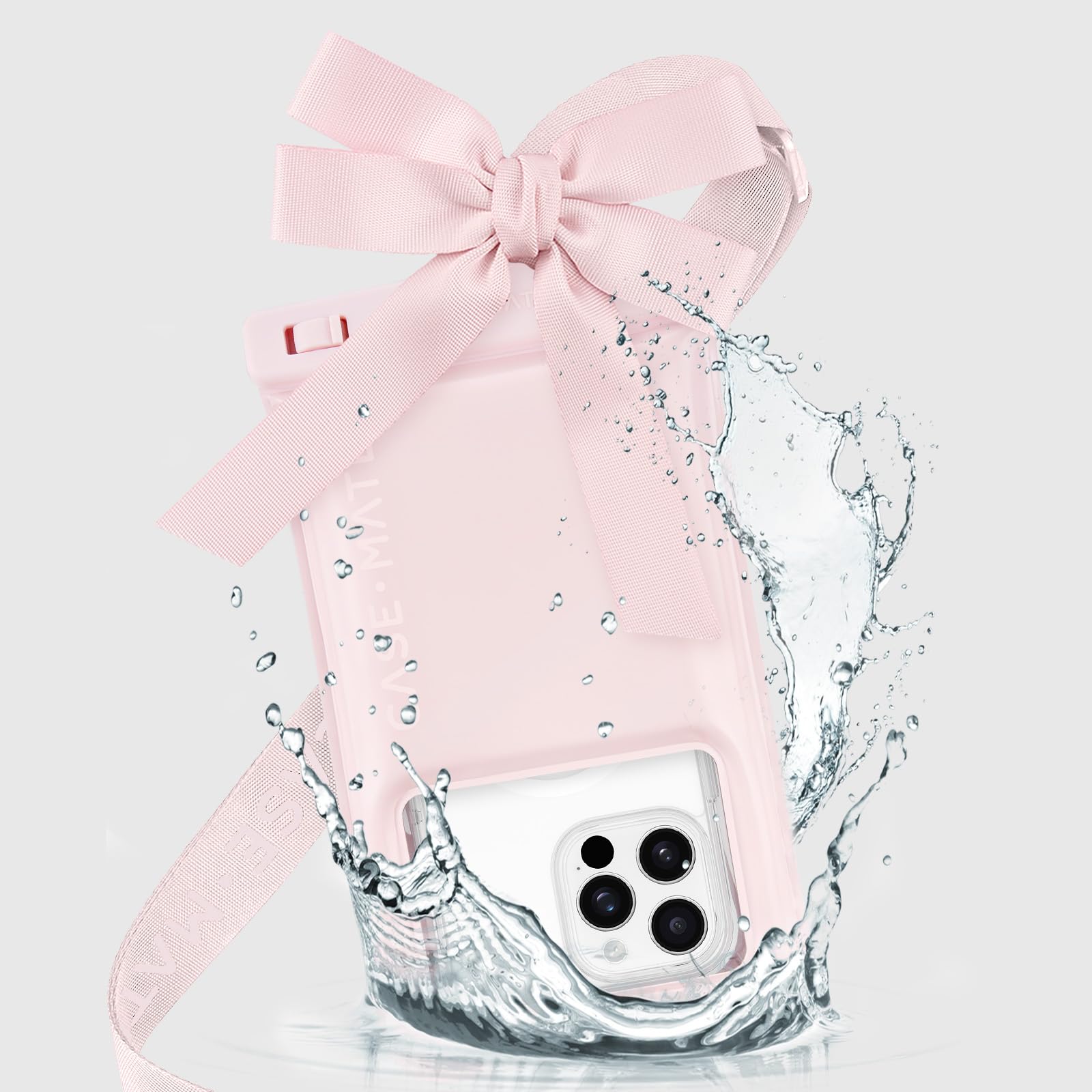Case-Mate Waterproof Large Phone Pouch with Bow Design - Ballet Pink