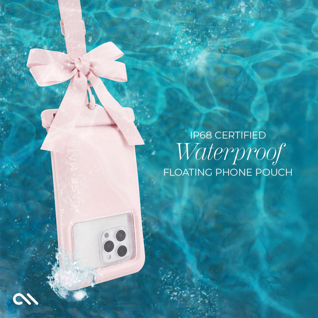 Case-Mate Waterproof Large Phone Pouch with Bow Design - Ballet Pink
