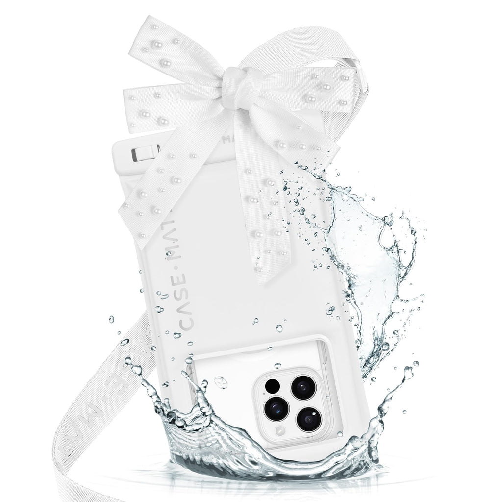 Case-Mate Waterproof Large Phone Pouch with Bow Design - Ivory Pearl