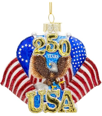 United States of America 250th Anniversary Glass Ornament