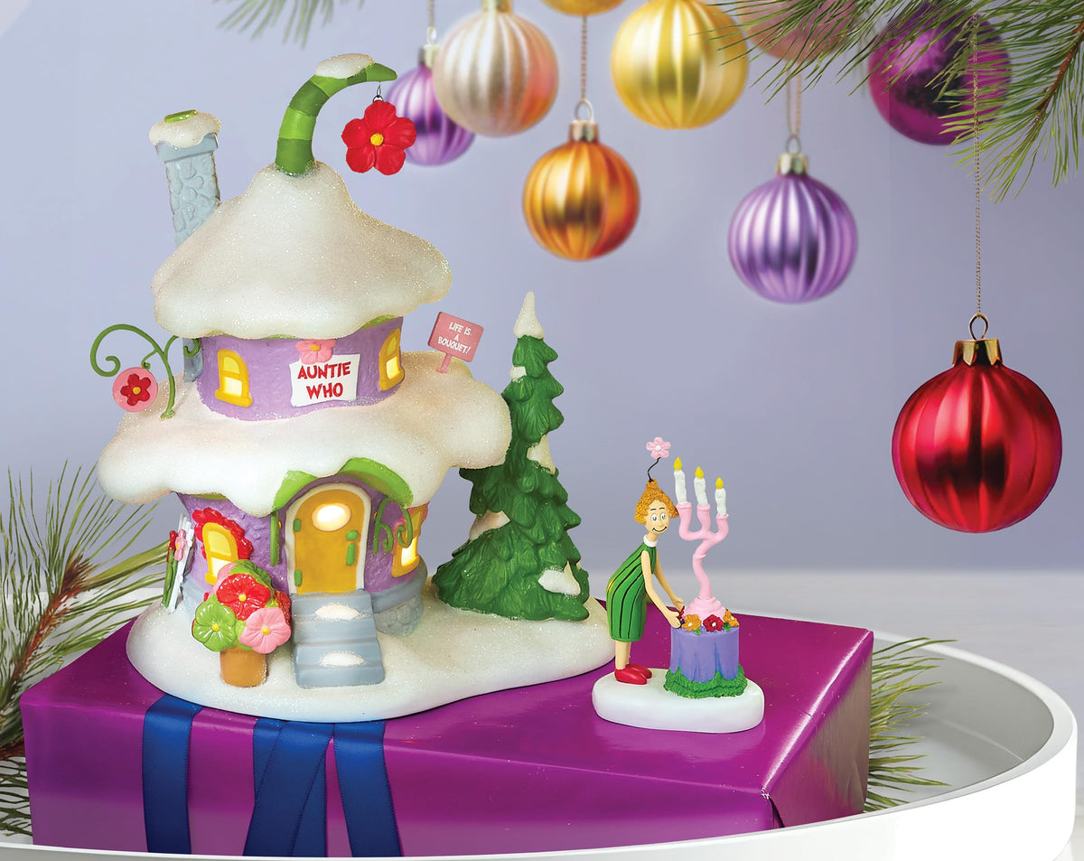 Grinch Village Auntie Who's Bouquet House Lit Building