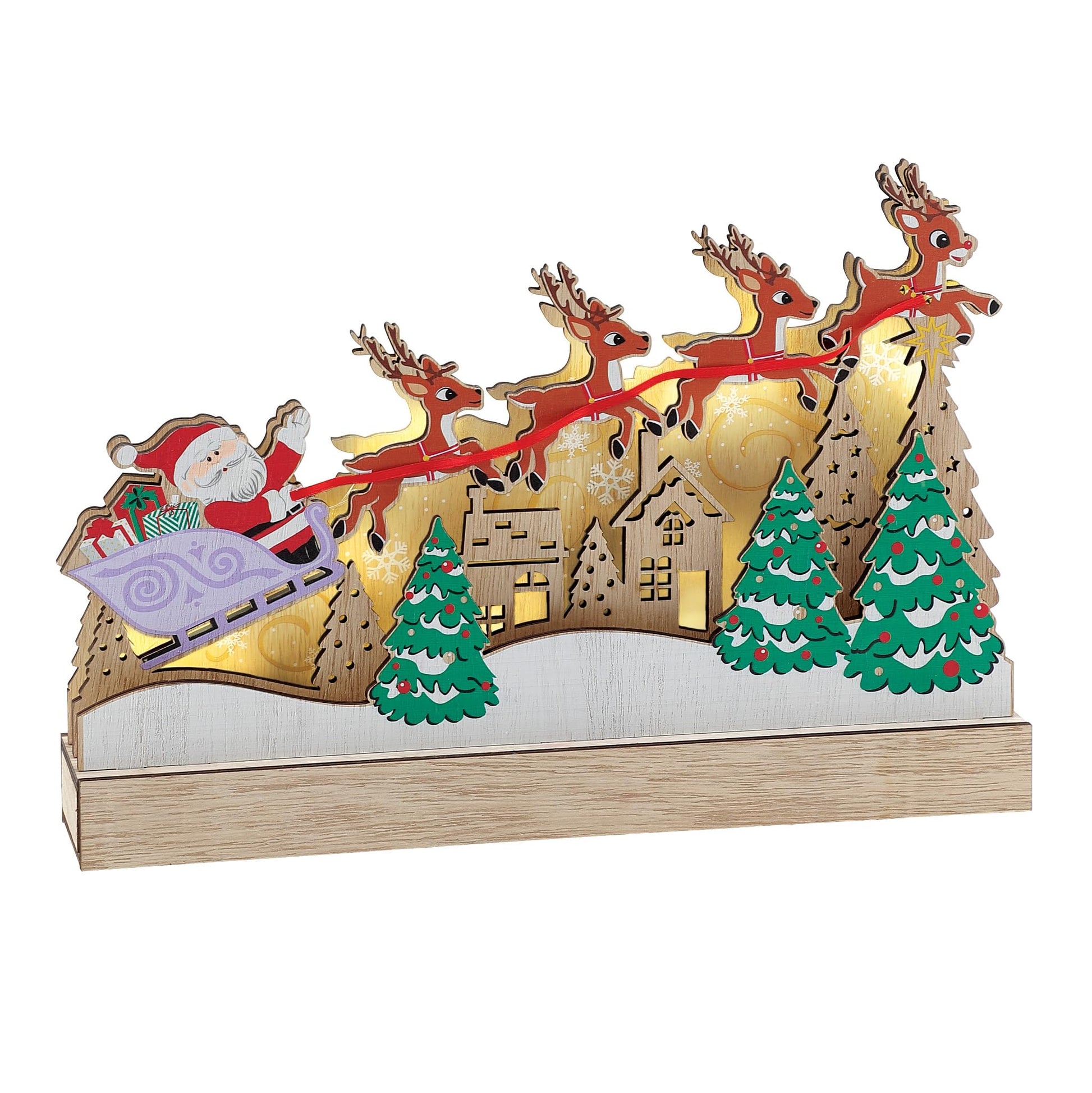 Department 56 Flourish Rudolph The Red-Nosed Reindeer and Santa in Sleigh Lit Decor