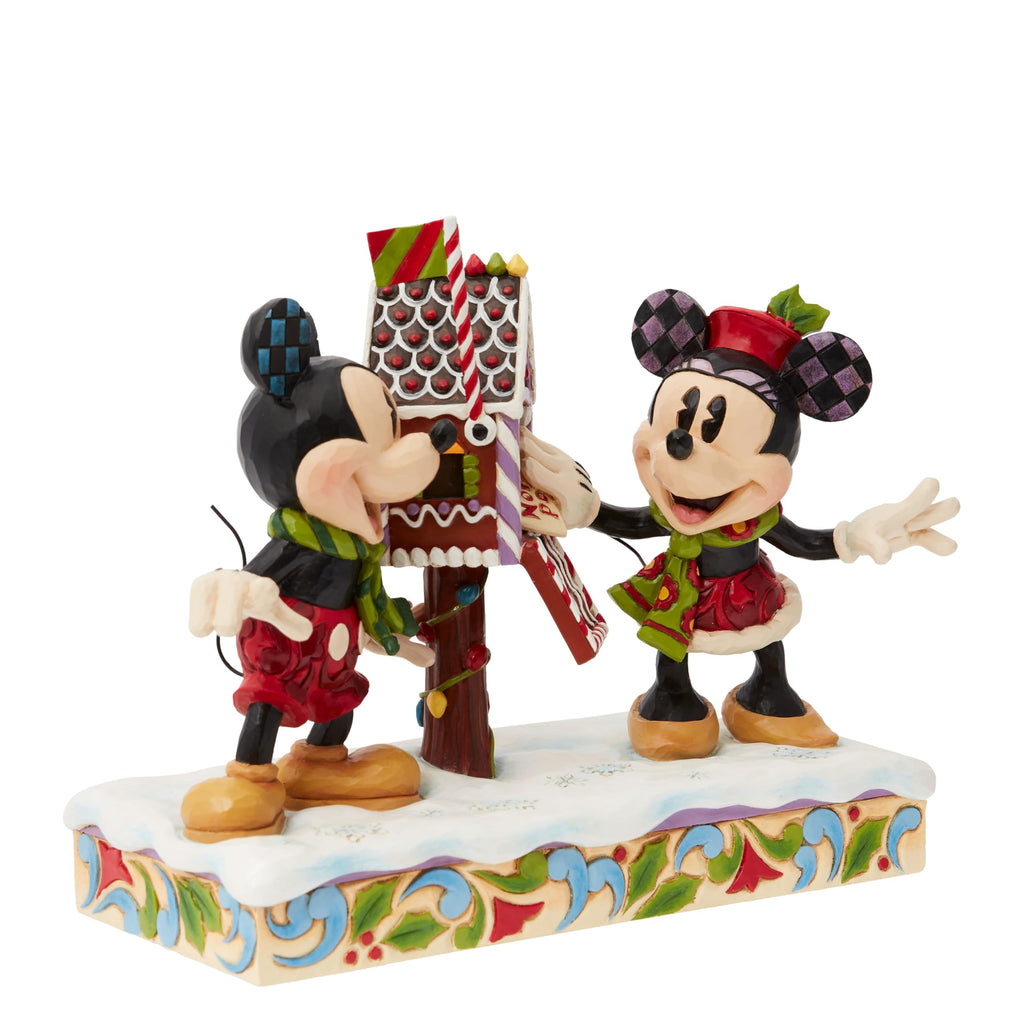 Disney Traditions First Edition Mickey and Minnie Mouse Letters to Santa Figurine