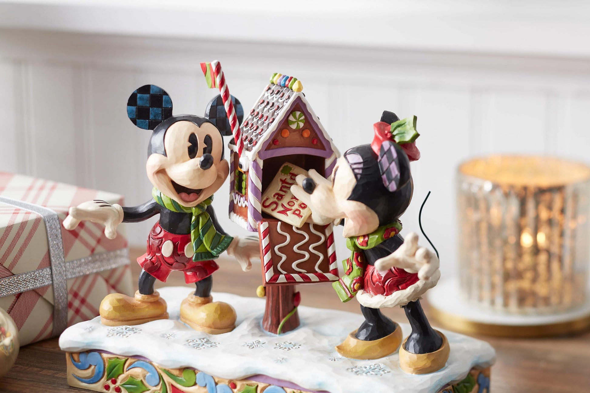 Disney Traditions First Edition Mickey and Minnie Mouse Letters to Santa Figurine