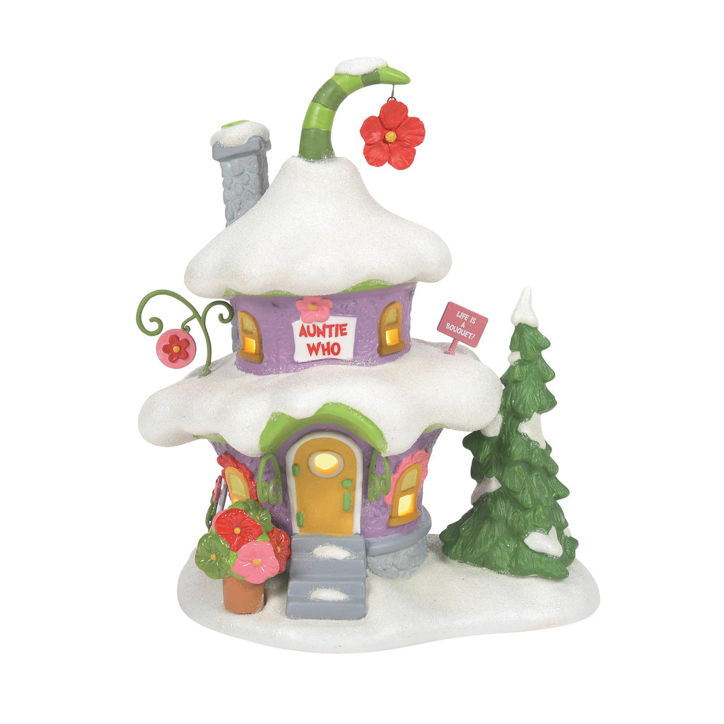 Grinch Village Auntie Who's Bouquet House Lit Building