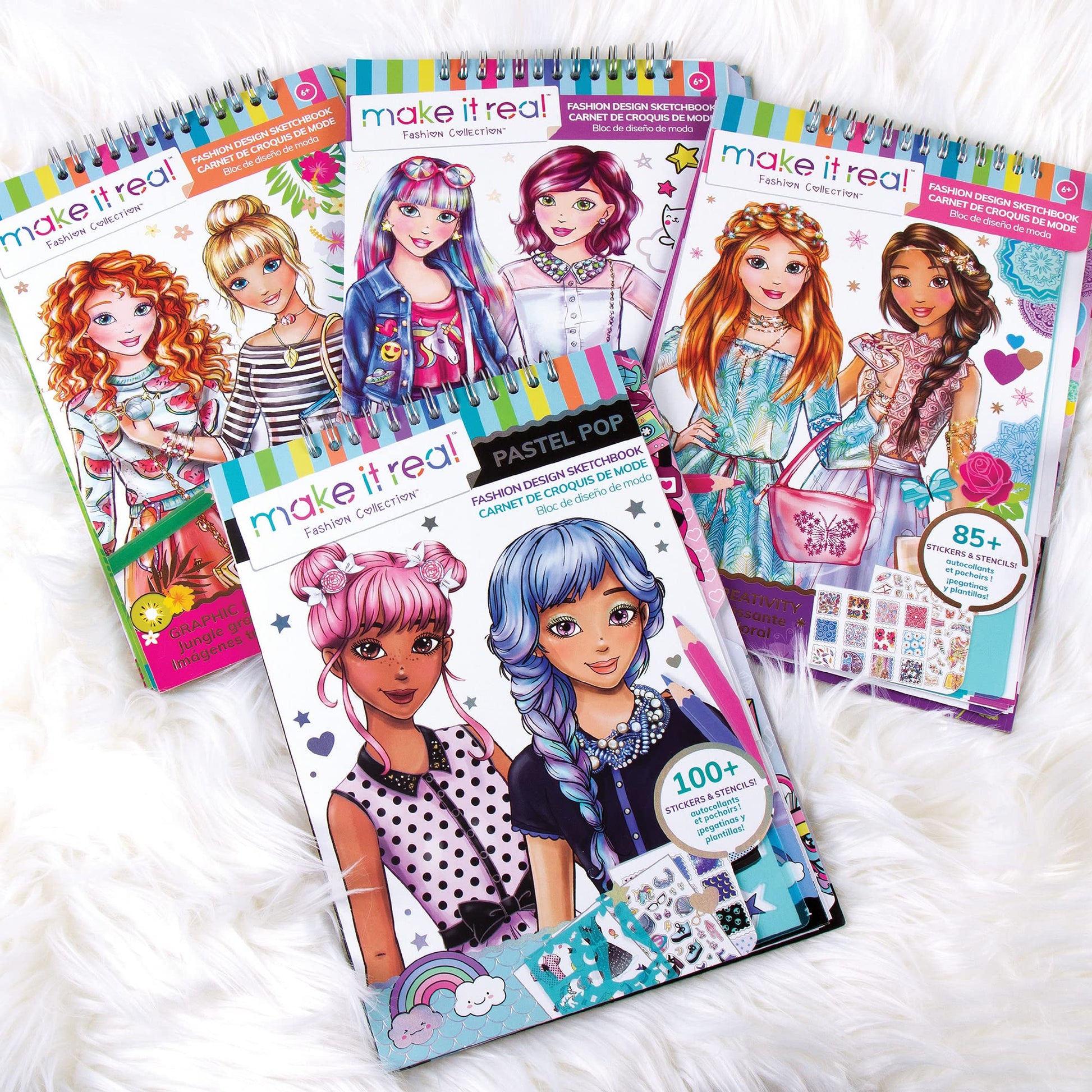 Make It Real Fashion Design Sketchbook for Girls - Digital Dream Kit with 110 Stickers, Stencils, Design Guide - Emoji & Food Inspired Fashion, Creative Gift Kids Ages 6+, Develops Real-World Skills