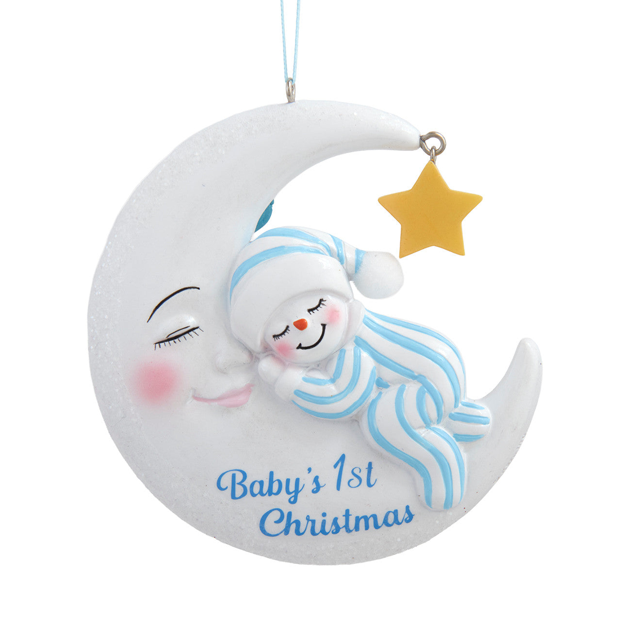Baby's 1st Baby Boy Snowman On Moon Ornament