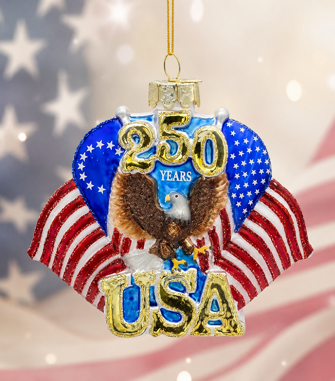 United States of America 250th Anniversary Glass Ornament