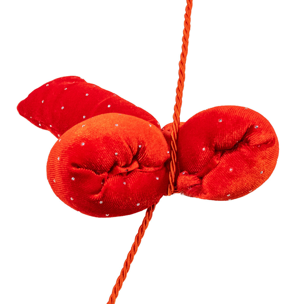 Plush 5-Piece Red Bow With Diamond Gemstones Garland