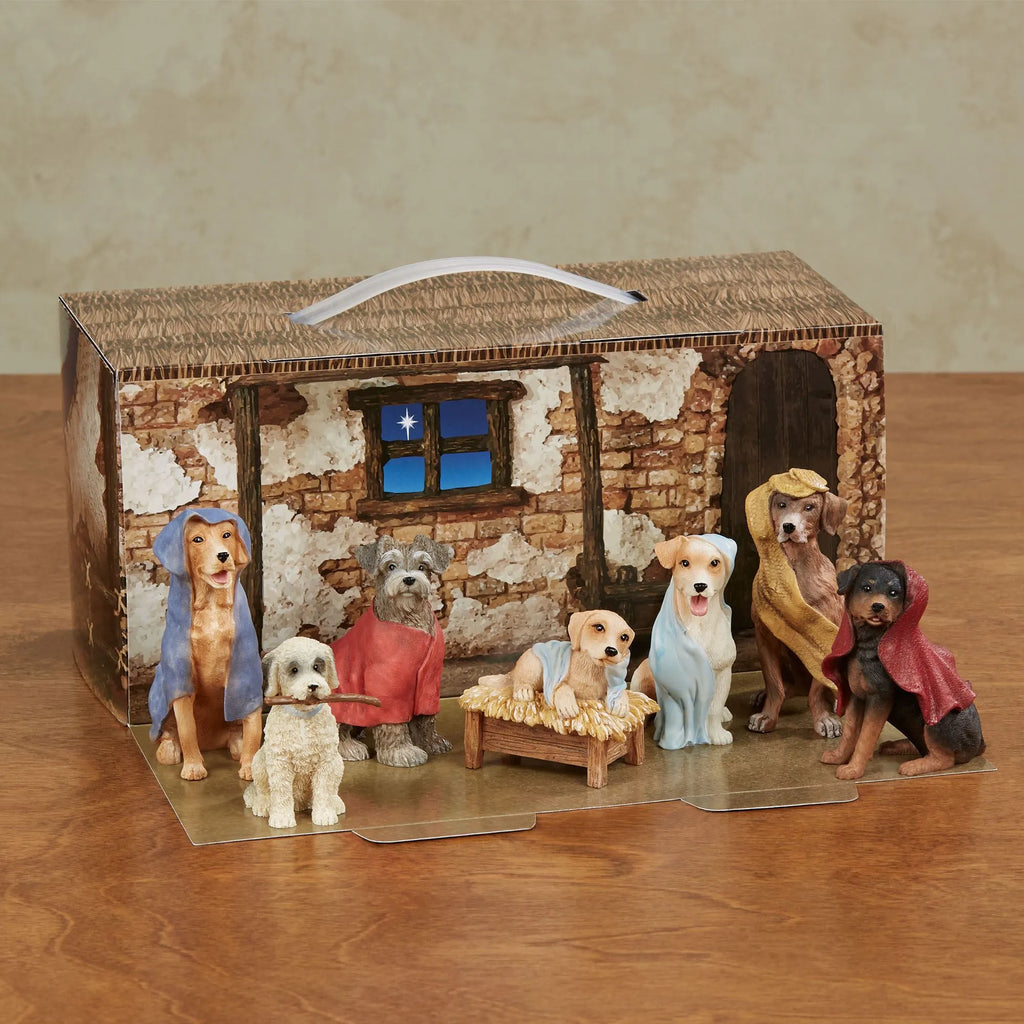 Resin Dog Nativity 7 Piece Set