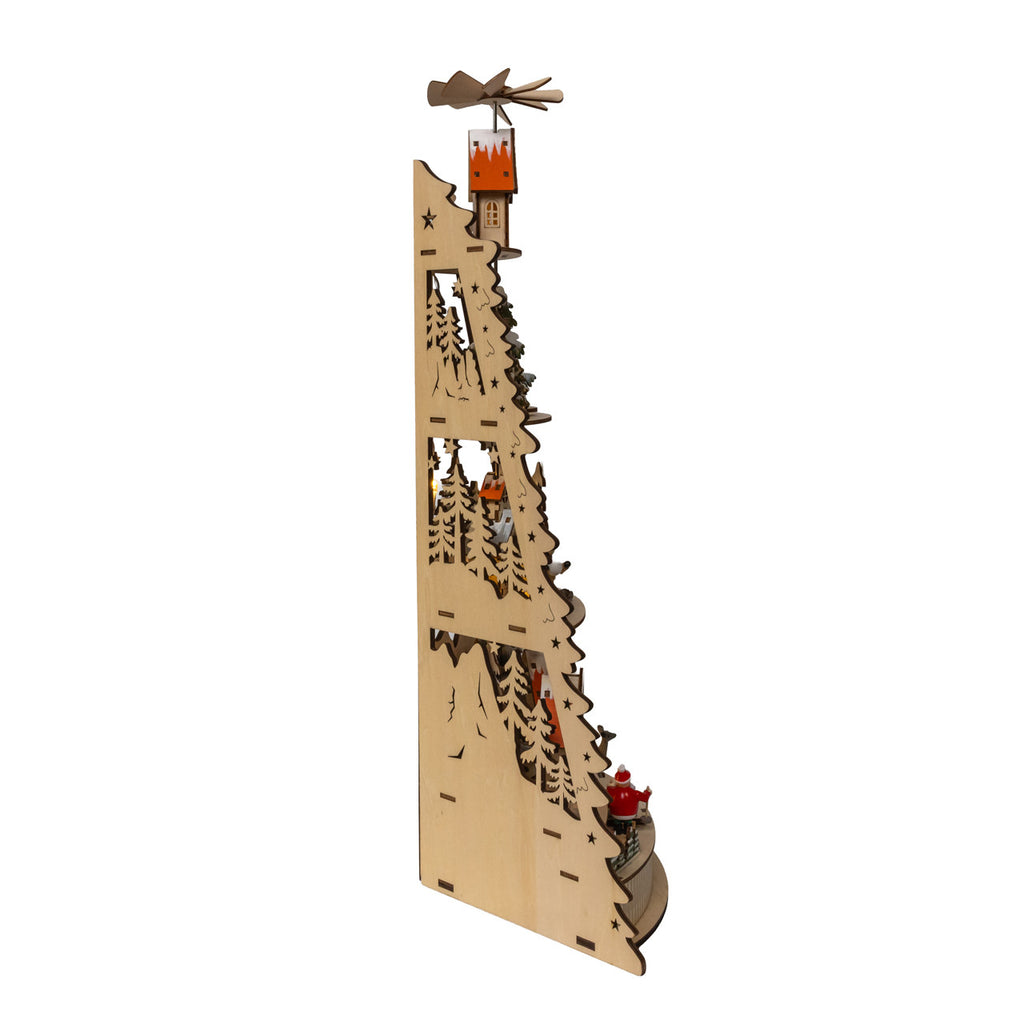 21.25" Battery Operated LED Lighted Half Tower Village Scene & Santa