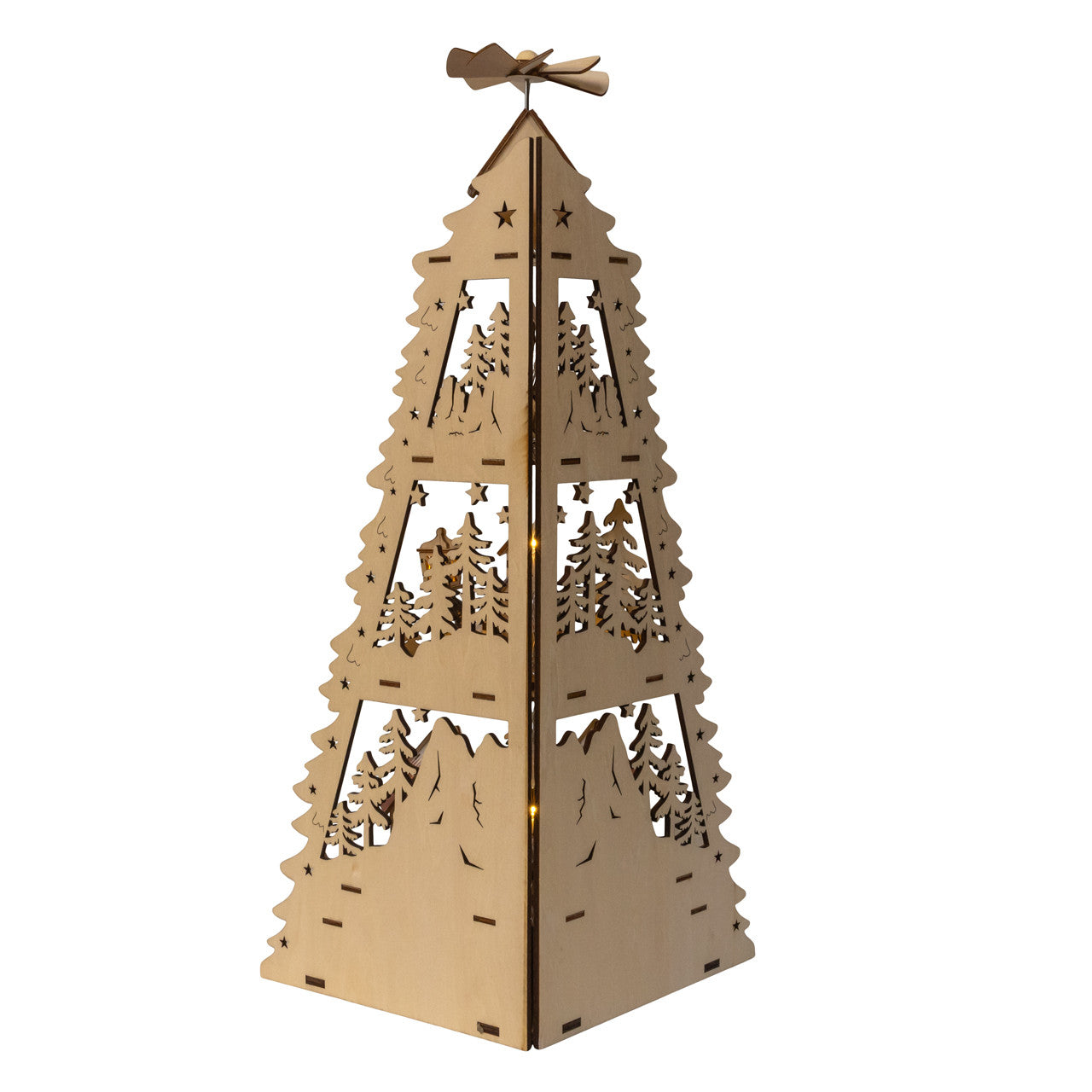 21.25" Battery Operated LED Lighted Half Tower Village Scene & Santa