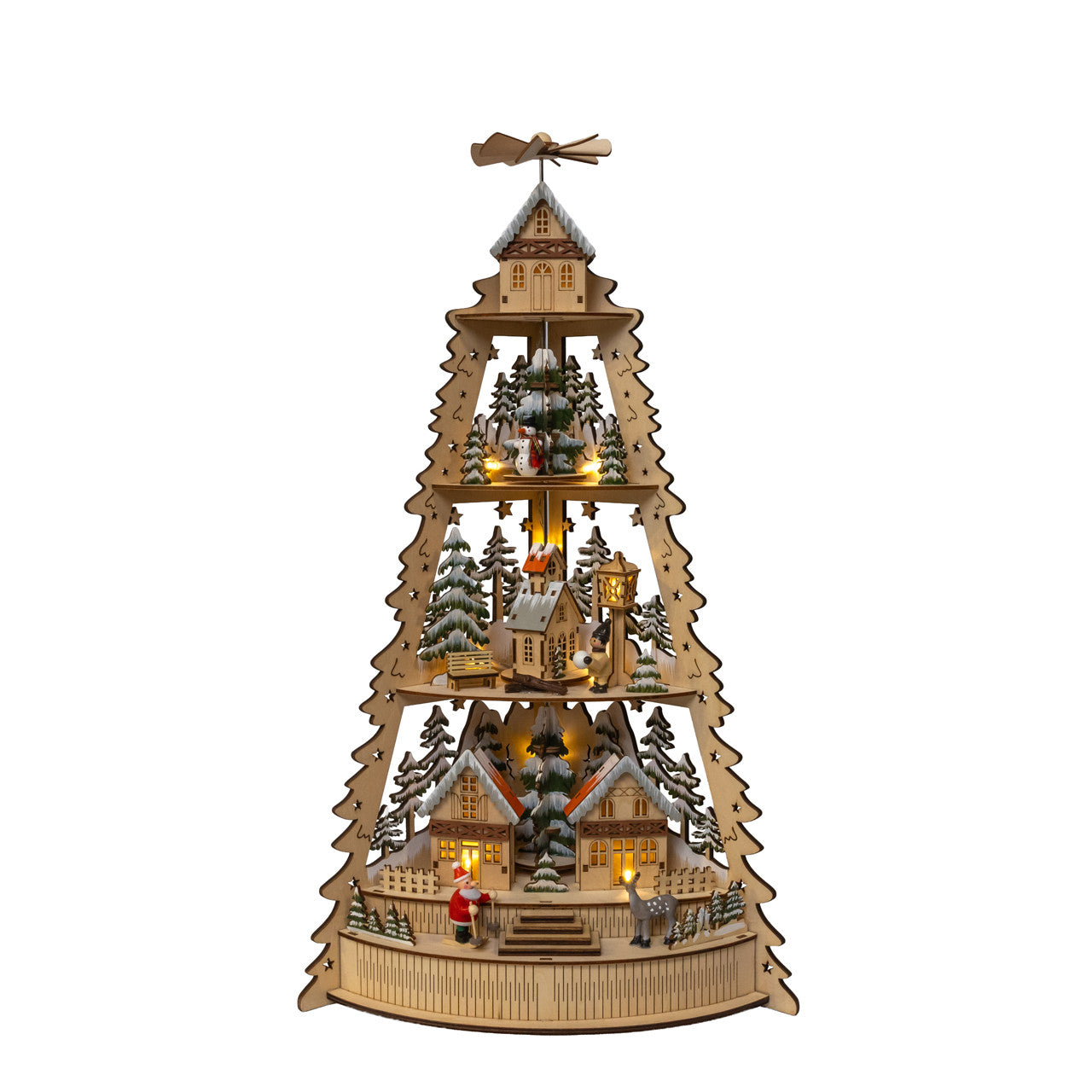 21.25" Battery Operated LED Lighted Half Tower Village Scene & Santa