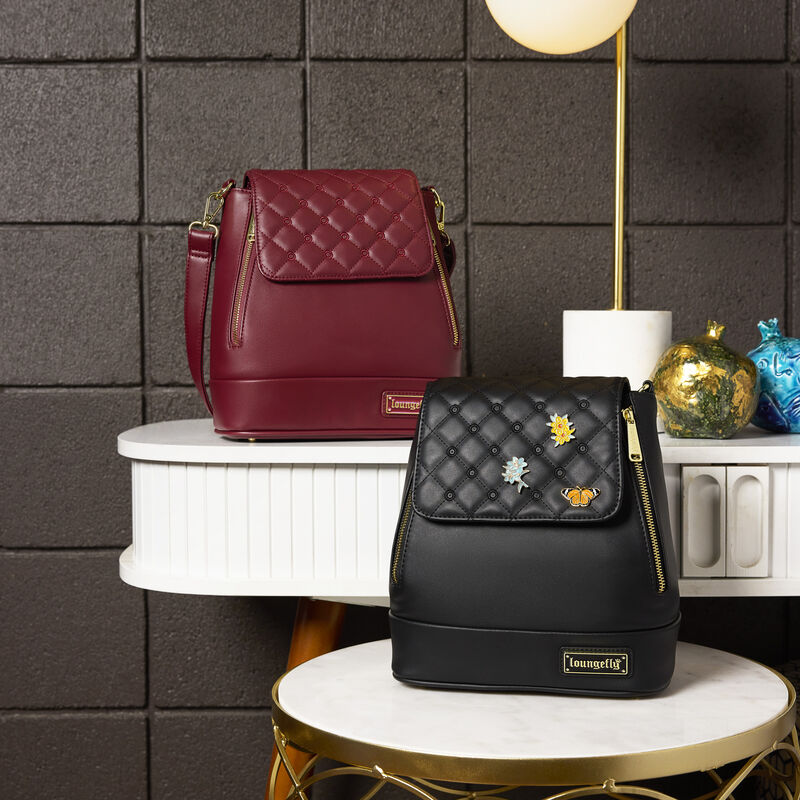 Loungefly The Lilly Black Convertible Mini Backpack & Crossbody Pin Trader Bag