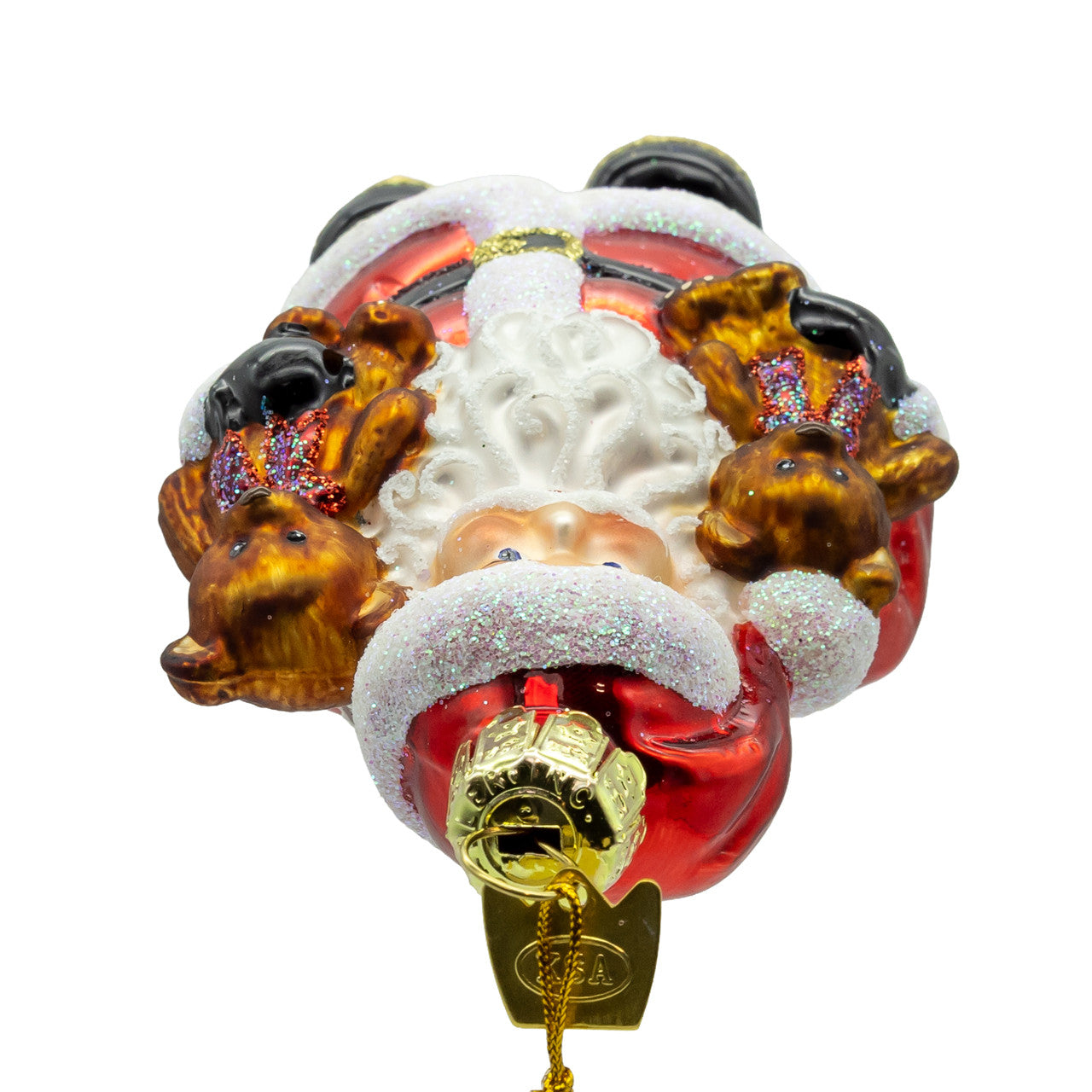Noble Gems Glass Santa With Teddy Bear Ornament