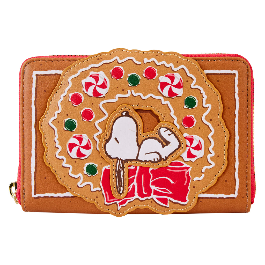 Loungefly Peanuts Snoopy Gingerbread Wreath Scented Zip Around Wallet