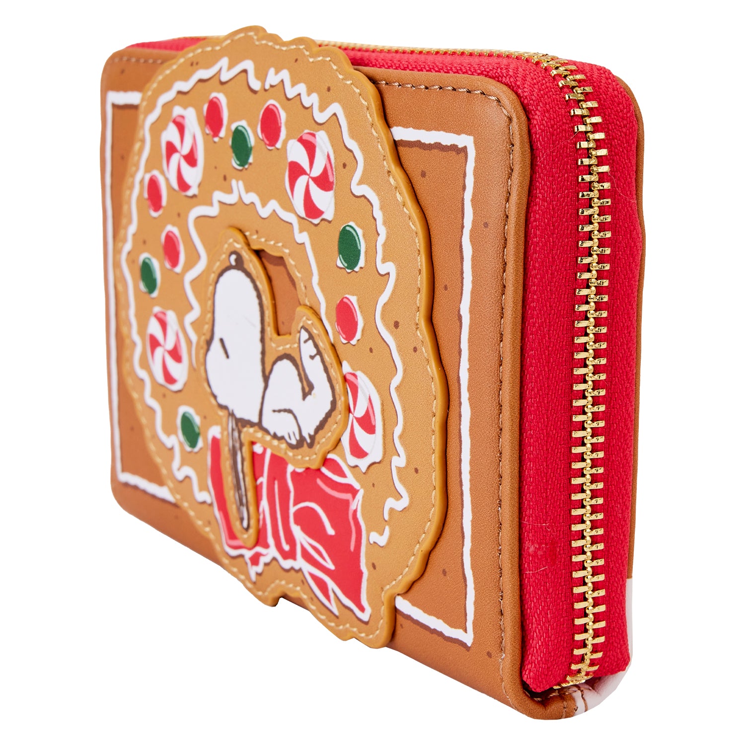Loungefly Peanuts Snoopy Gingerbread Wreath Scented Zip Around Wallet