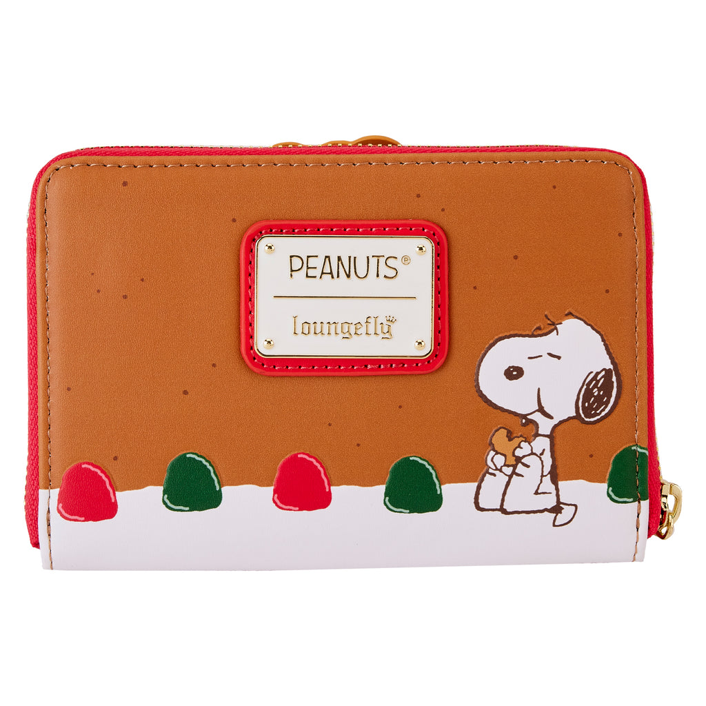 Loungefly Peanuts Snoopy Gingerbread Wreath Scented Zip Around Wallet
