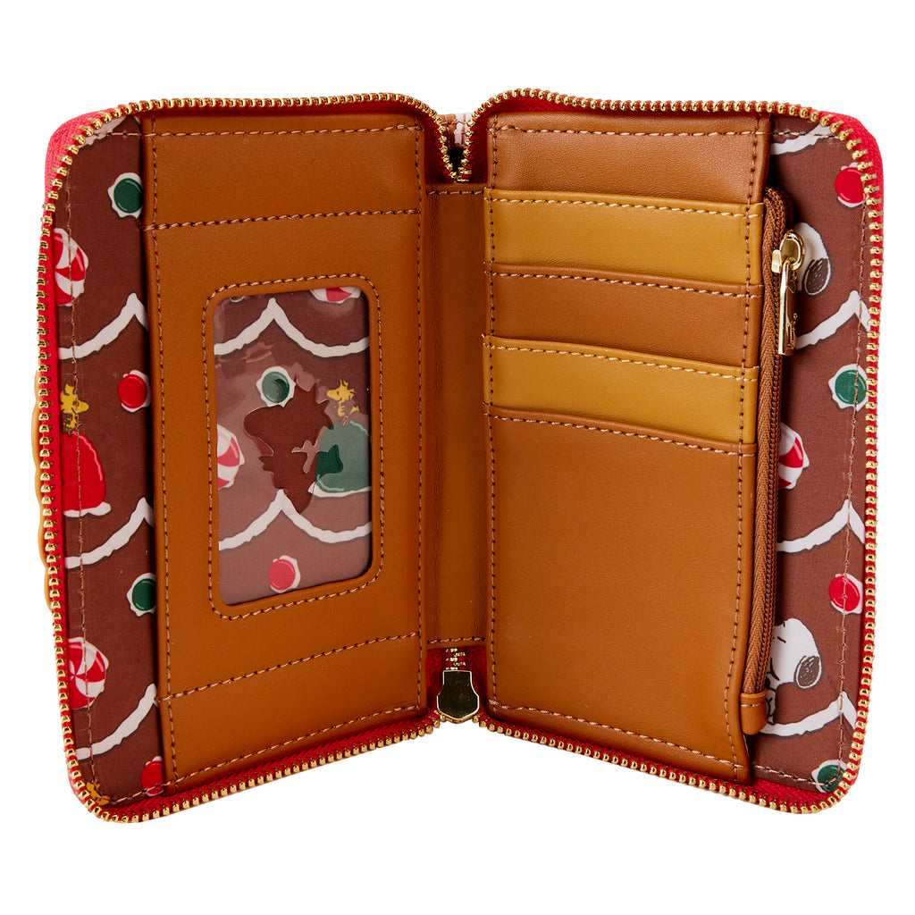 Loungefly Peanuts Snoopy Gingerbread Wreath Scented Zip Around Wallet