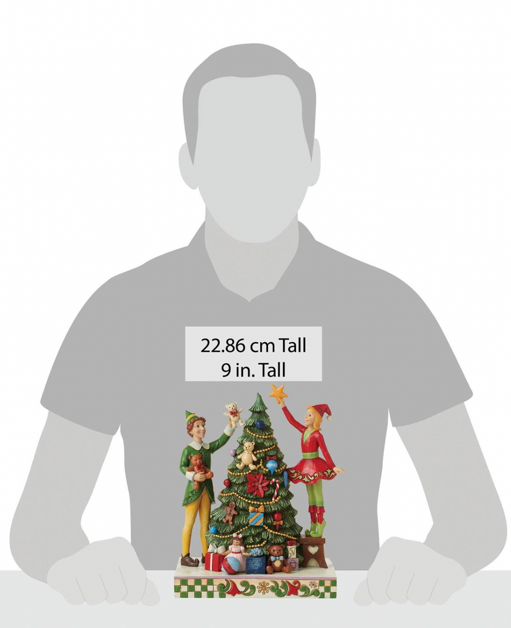 Buddy Elf with Jovie Elf Decorating Christmas Tree by JIm Shore