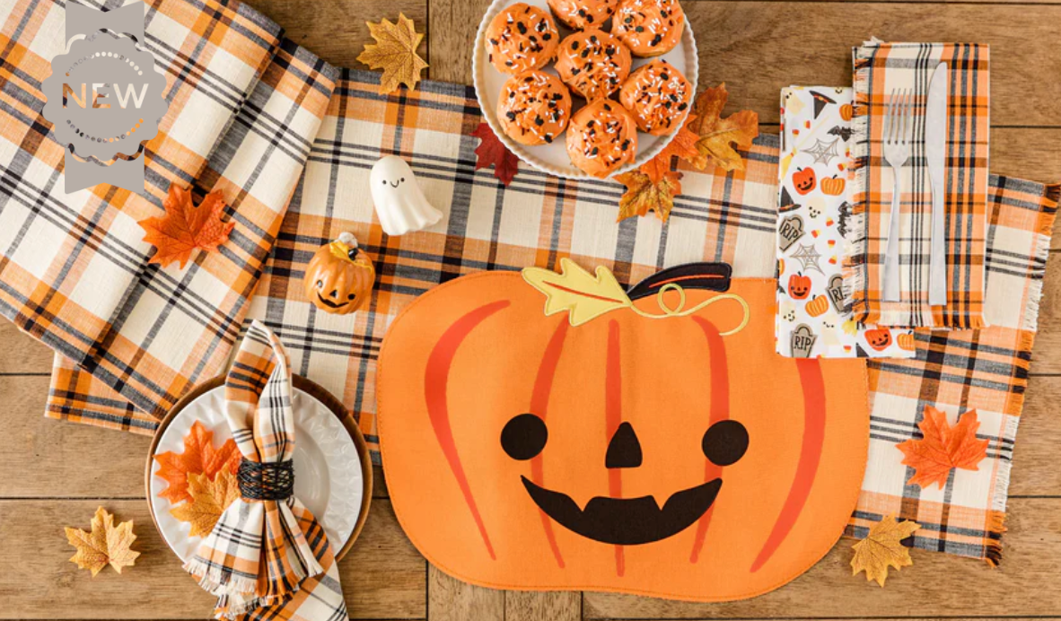 Happy Halloween Large Plaid Table Runner