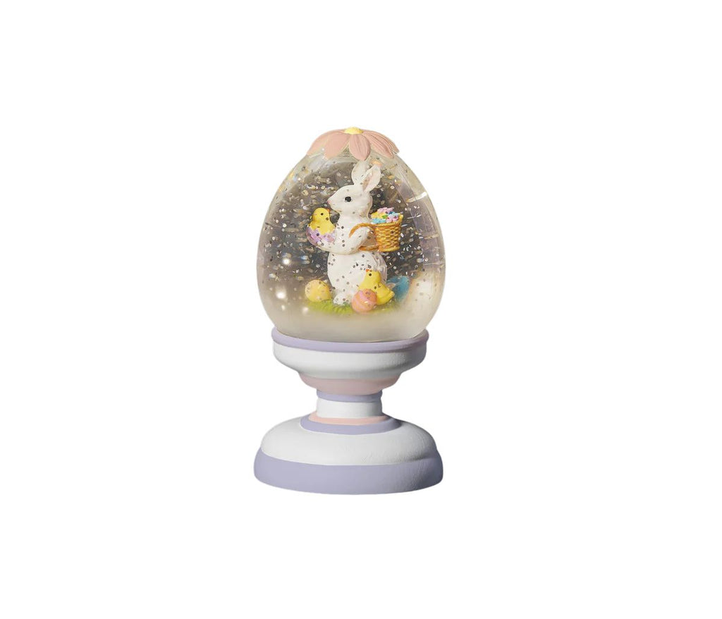 Easter Bunny Lighted Swirl Pedestal Glitterdome