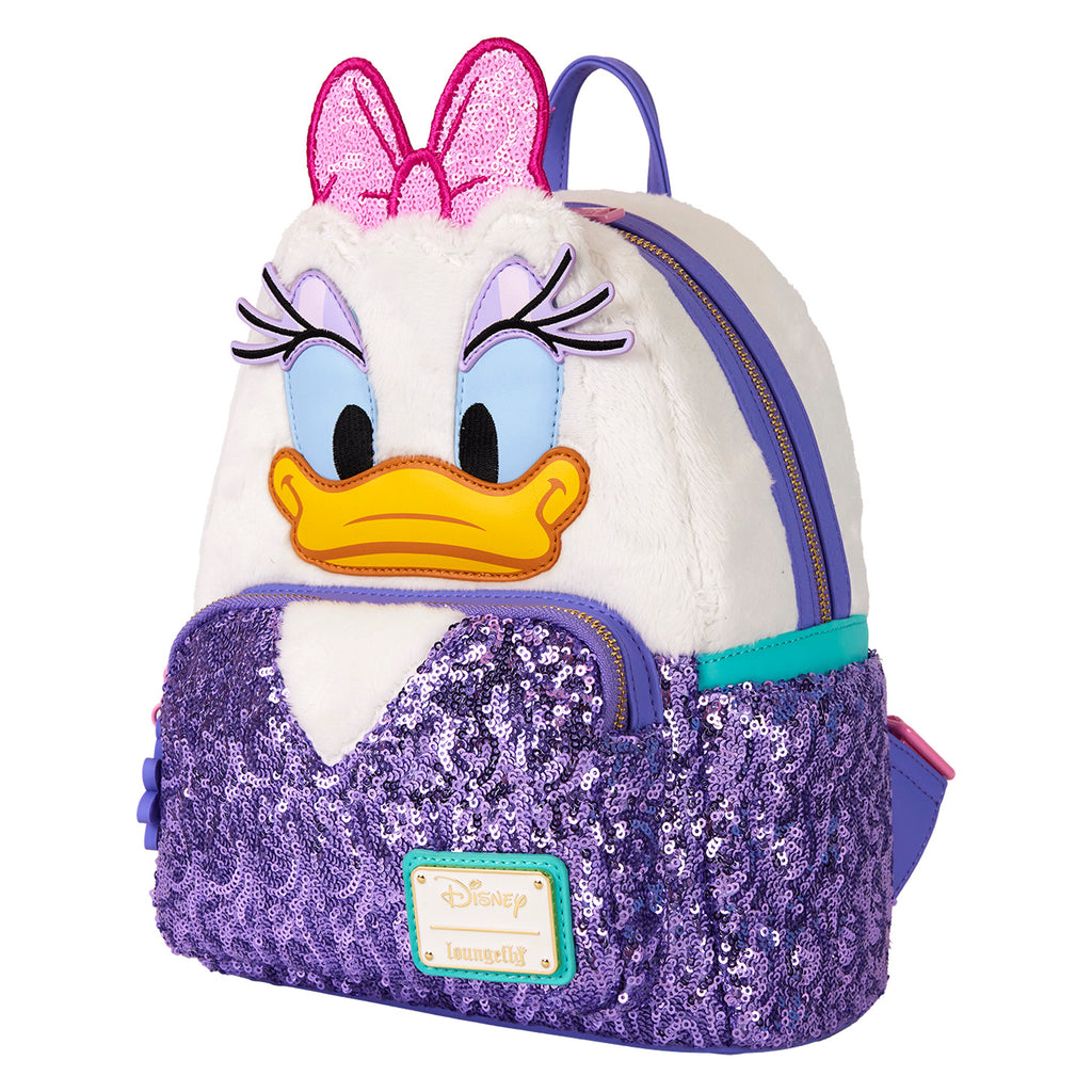 Loungefly Daisy Duck 85th Anniversary Sequin Plush Cosplay Mini Backpack