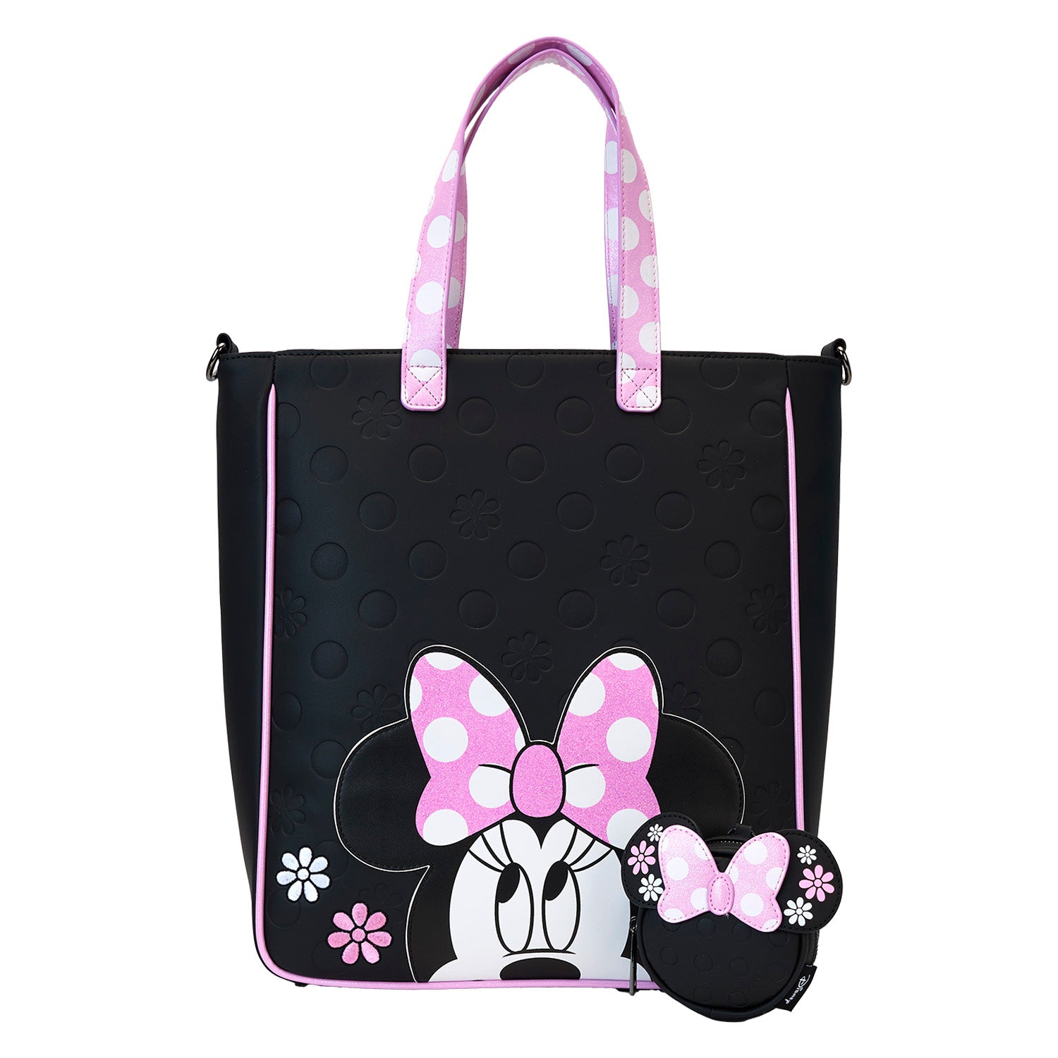 Loungefly Minnie Mouse Floral Rock The Dots Tote Bag With Coin Bag