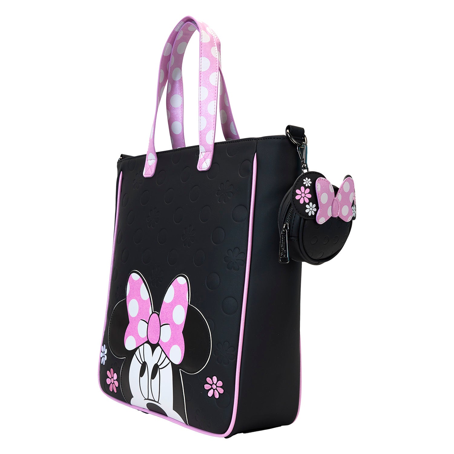 Loungefly Minnie Mouse Floral Rock The Dots Tote Bag With Coin Bag