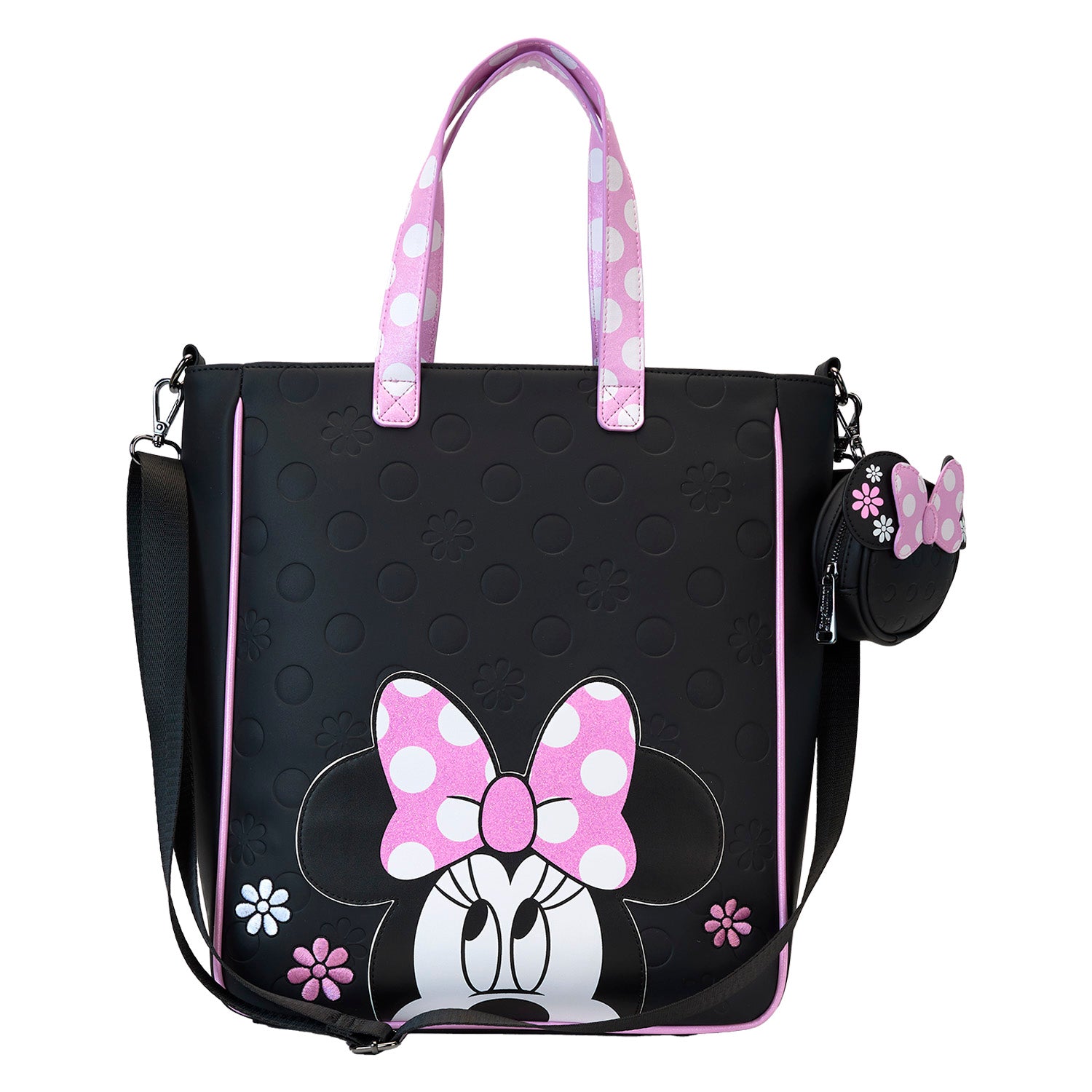 Loungefly Minnie Mouse Floral Rock The Dots Tote Bag With Coin Bag