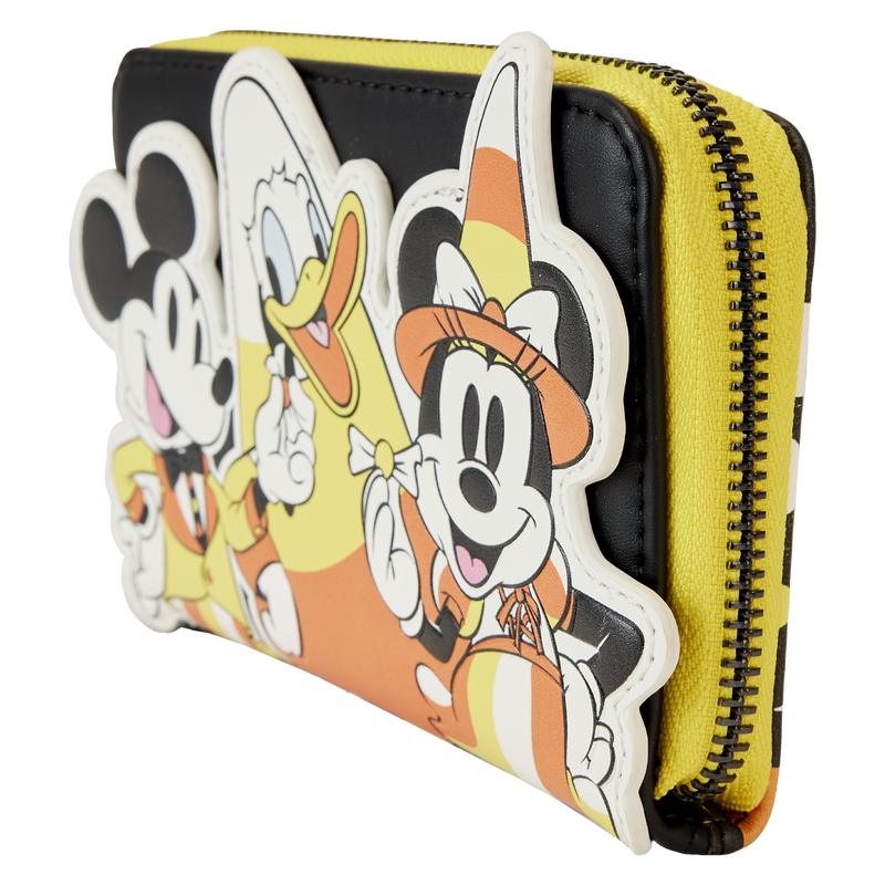 LOUNGEFLY DISNEY MICKEY AND FRIENDS CANDY CORN ZIP AROUND WALLET