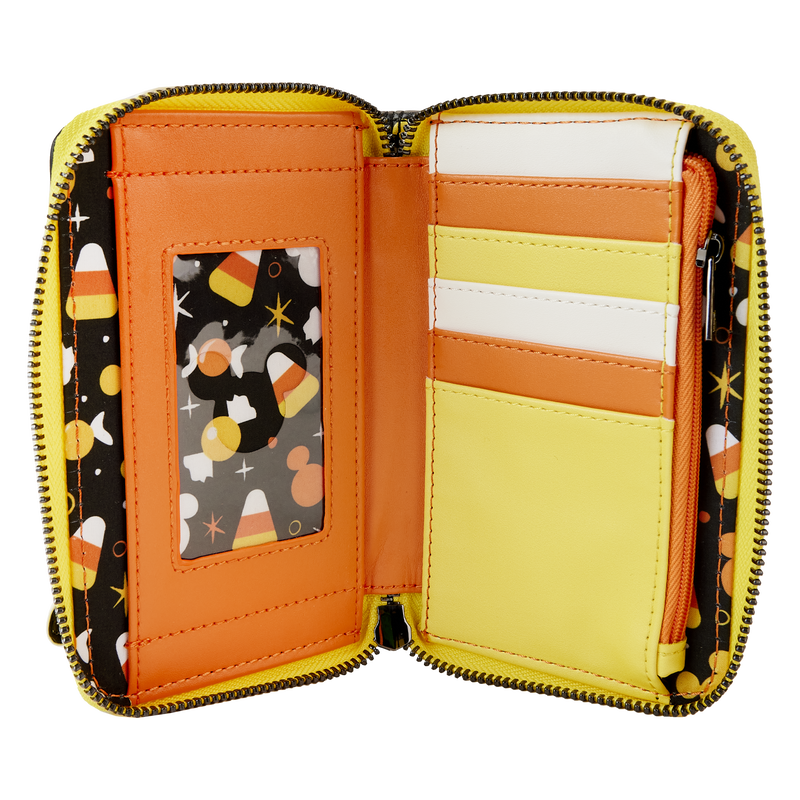 LOUNGEFLY DISNEY MICKEY AND FRIENDS CANDY CORN ZIP AROUND WALLET