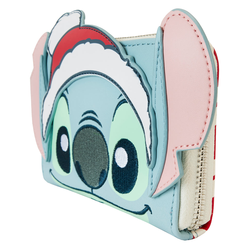 Loungefly Stitch Holiday Glitter Zip Around Wallet