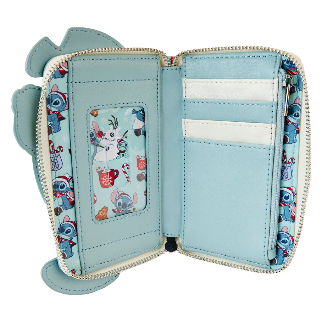 Loungefly Stitch Holiday Glitter Zip Around Wallet
