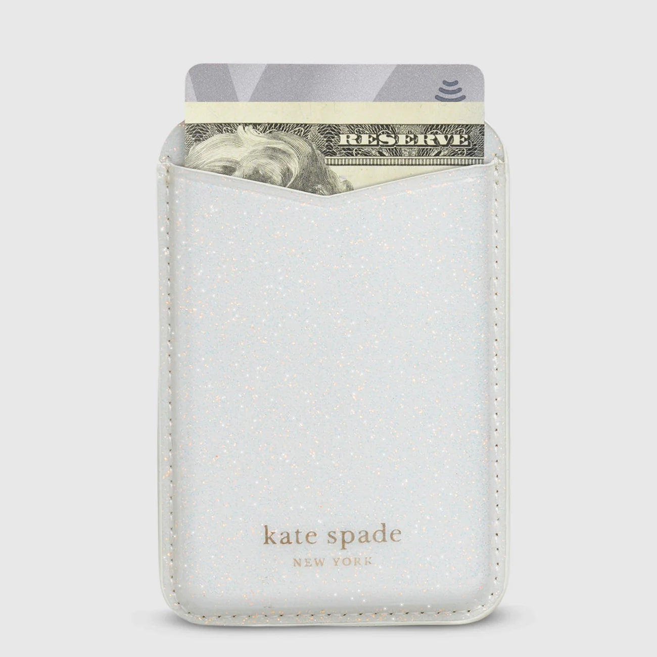 Kate Spade White Glitter Magnetic Wallet/Card Holder