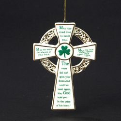 Luck of the Irish Celtic Cross with Blessing Christmas Ornament