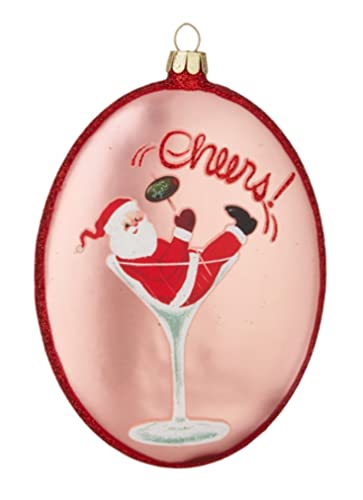 RAZ Imports 4.75'' Cheers Glass Disc Christmas Ornament