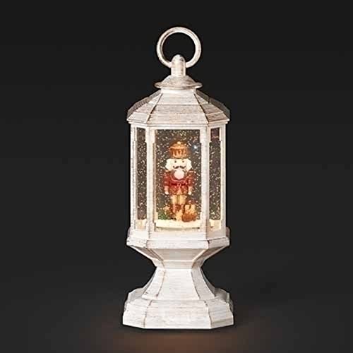 9" White and Red LED Swirl Nutcracker Lantern Christmas Tabletop Decor