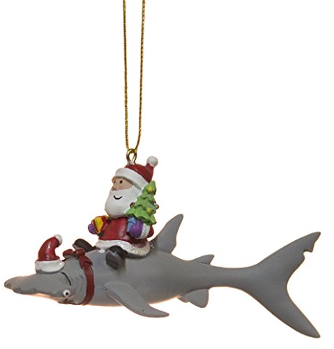 Cape Shore Santa Riding Hammerhead Shark Coastal Deep Sea Christmas Holiday Ornament