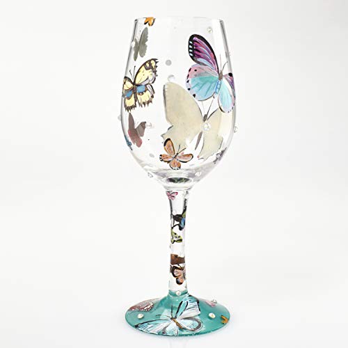 Lolita “Butterflies” Hand-painted Artisan Wine Glass