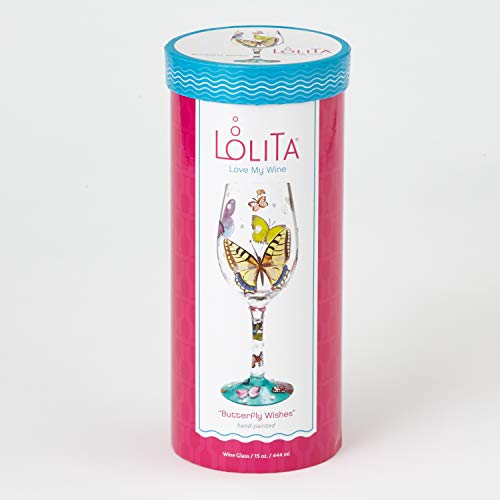Lolita “Butterflies” Hand-painted Artisan Wine Glass