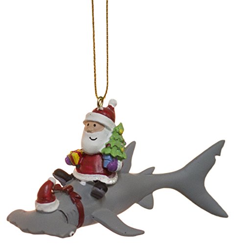 Cape Shore Santa Riding Hammerhead Shark Coastal Deep Sea Christmas Holiday Ornament