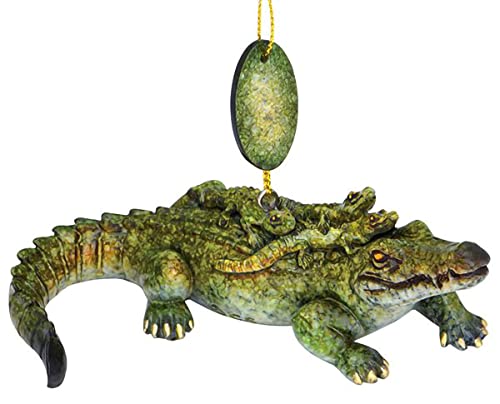Cape Shore Christmas Glossy Resin Ornament, Gator with Babies, Holiday Tree Decoration, Home Collection
