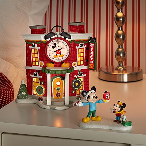 Department 56 Disney Mickey's Alarm Clock Shop Village Lit Building
