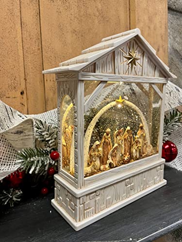 RAZ Imports 2022 Holiday Water Lanterns 10" Nativity with Star Musical Lighted Water Creche