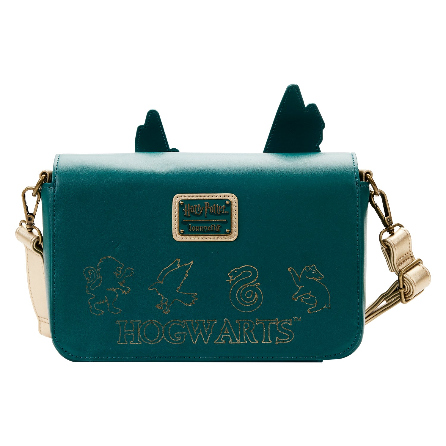 Loungefly Harry Potter Golden Hogwarts Castle Crossbody Bag with Pouch