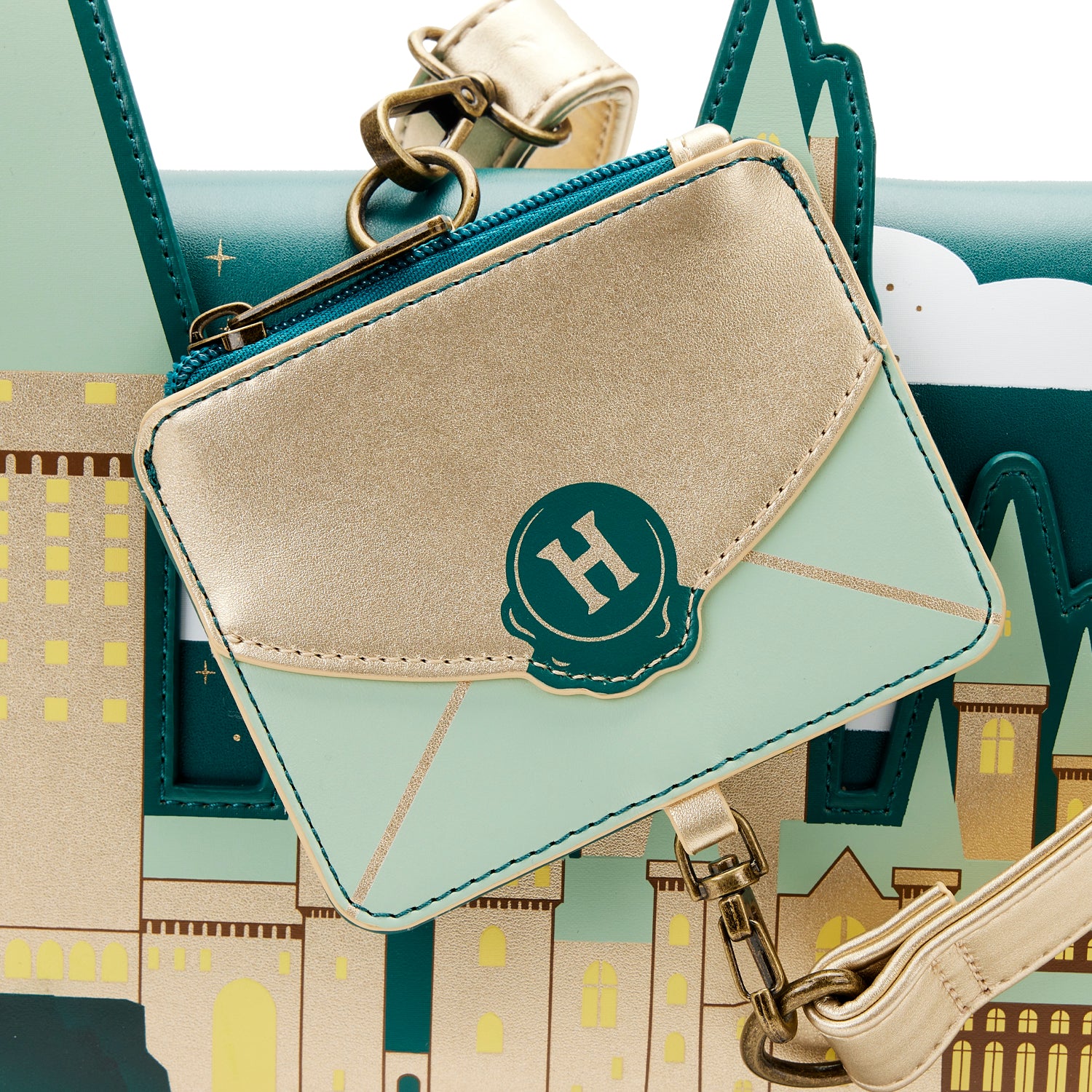 Loungefly Harry Potter Golden Hogwarts Castle Crossbody Bag with Pouch