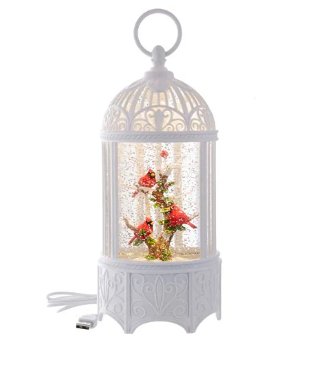 White Cage Cardinal Water Lantern