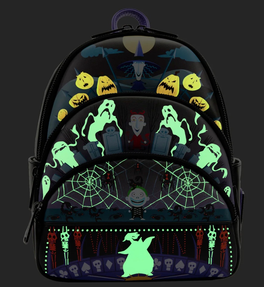 Loungefly The Nightmare Before Christmas Glow Triple Pocket Mini Backpack